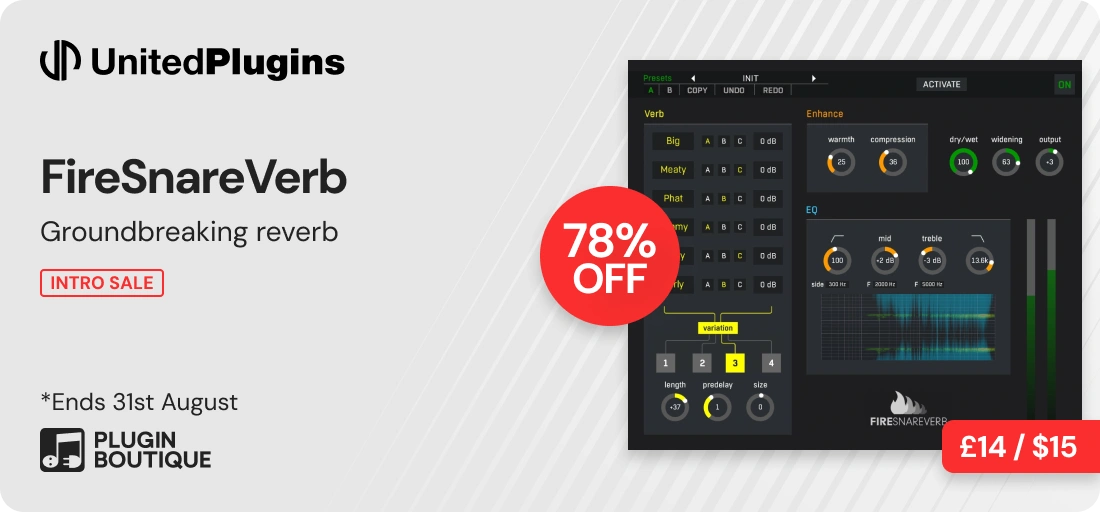 United Plugins FireSnareVerb Intro Sale