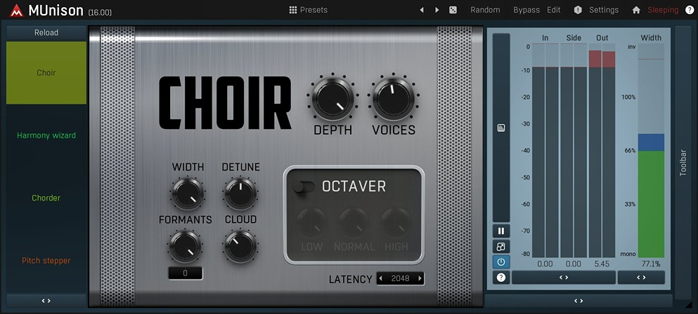 Creates up to 50 pitch‑tracked virtual voices for unison, harmonies and doubled vocal textures with extensive modulation options.