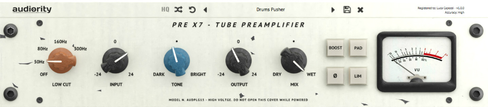 Audiority Pre X7 plugin interface on sale at Plugin Boutique, 52% off until Sep 02