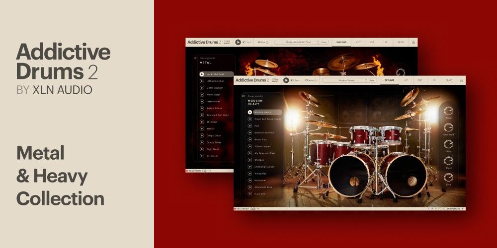 XLN Audio Addictive Drums 2: Metal & Heavy Collection plugin interface on sale at Plugin Boutique, 40% off until Jun 14