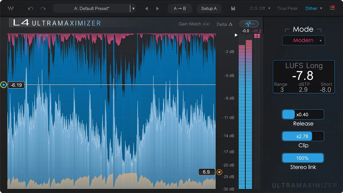 Waves L4 Ultramaximizer plugin interface on sale at Plugin Boutique, 49% off until Mar 11