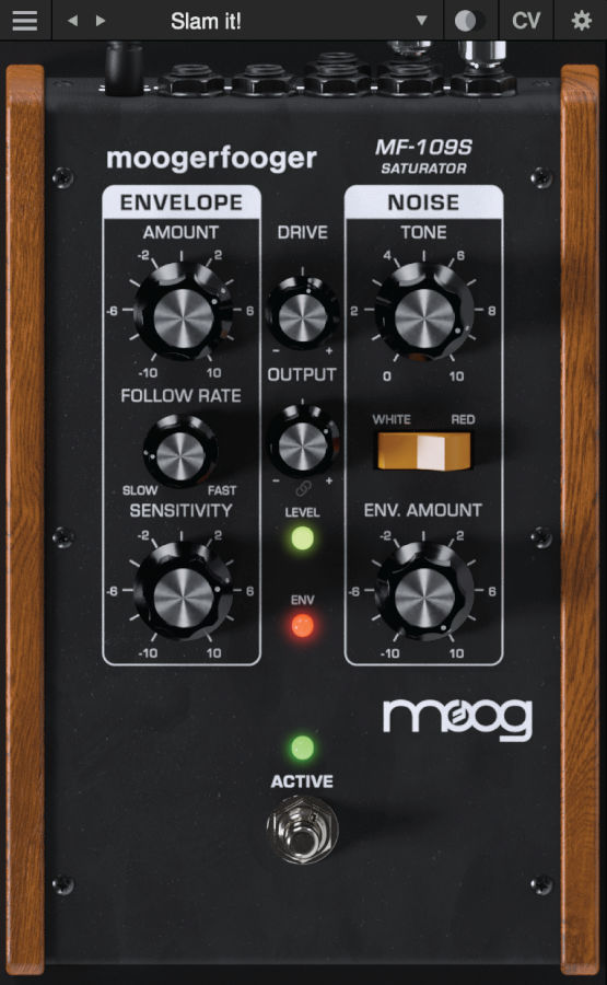Envelope-controlled drive, modeled Minimoog noise, and CV connectivity for responsive analog-style saturation.