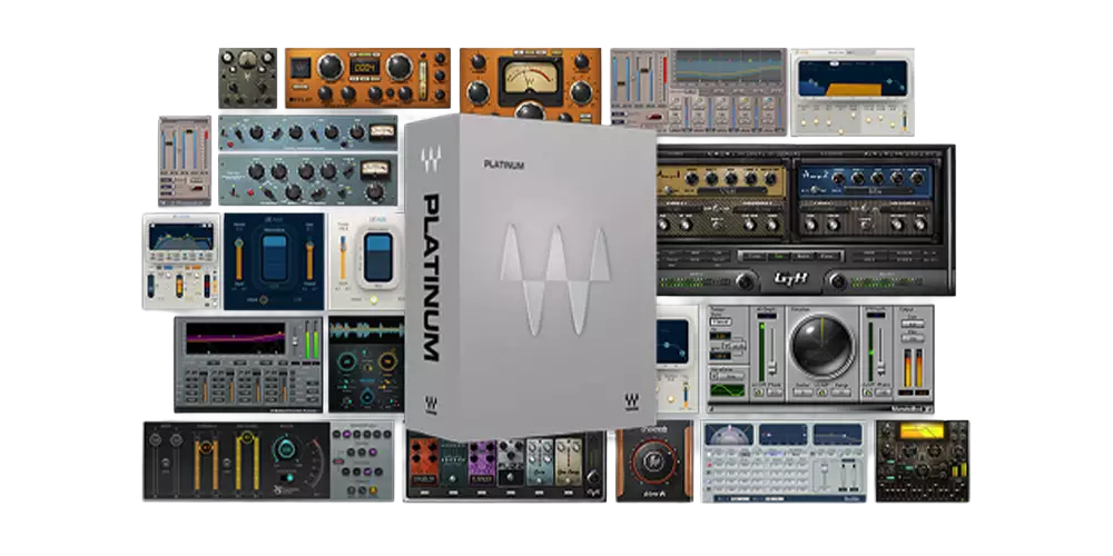 Comprehensive collection of Waves mixing and mastering plugins including limiters, EQs, compressors, reverbs and low-end tools.
