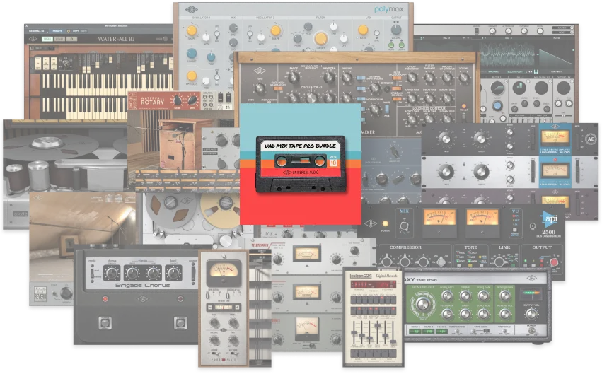 Choose any 10 of 45 UAD plug-ins, covering compressors, EQs, tape, reverbs, instruments and amp models.
