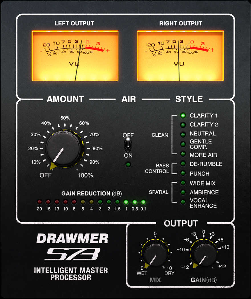 Modeled multiband mastering compressor with preset mastering styles and parallel compression.
