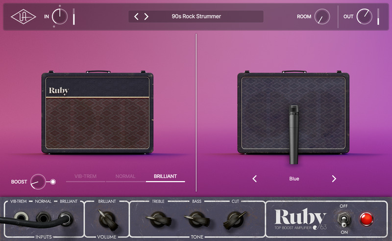 Authentic Top Boost‑era British amp tones, onboard boost effects, and curated miked cabinet models for recording guitar tracks.