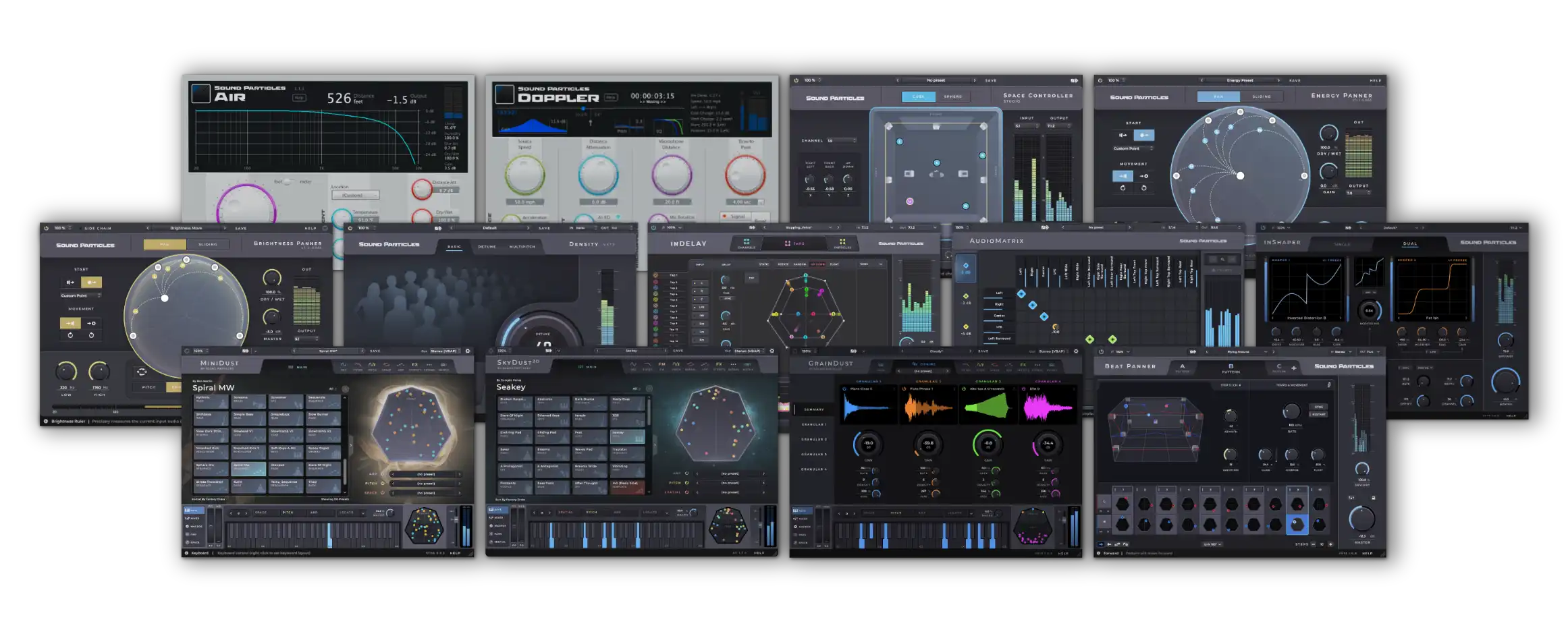 A toolkit of spatial synthesizers, granular instruments, creative panners and routing utilities for immersive audio production.