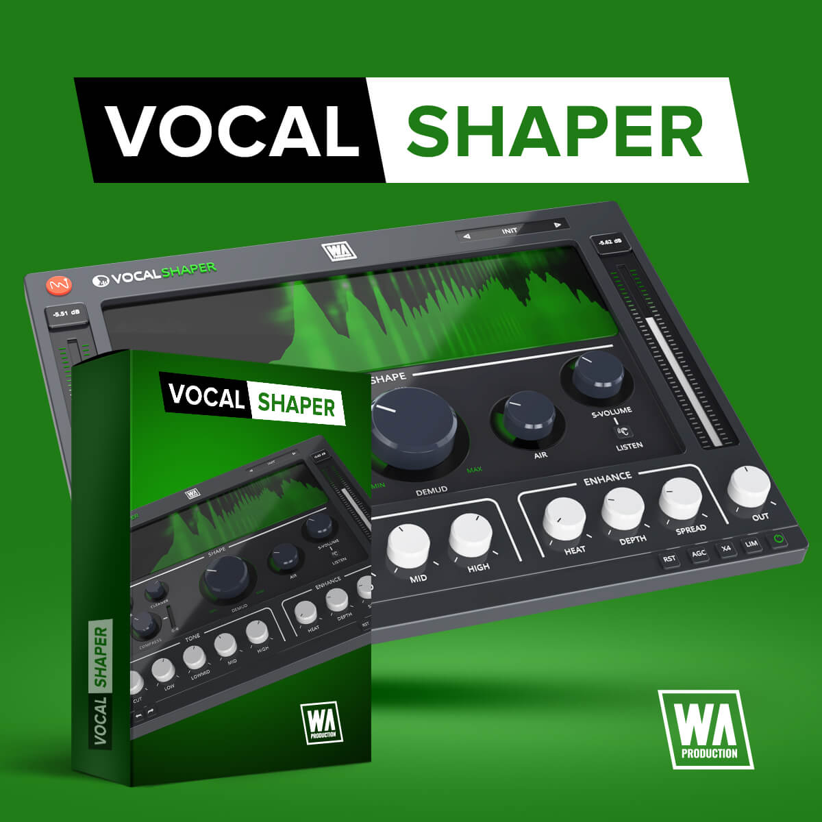 All-in-one vocal toolkit for leveling, cleaning, de-essing, tone shaping and subtle enhancement.