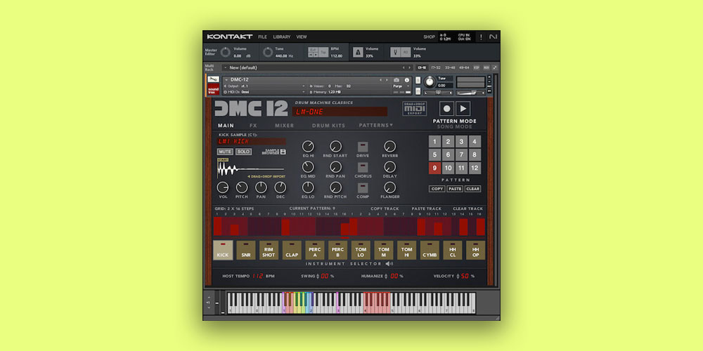A Kontakt instrument with 460 classic 1980s digital drum sounds, per-voice controls, effects and pattern-based sequencing.
