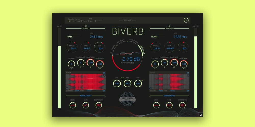 Two independent reverbs with flexible split-routing, per-reverb modulation, and ducking for focused ambient control.