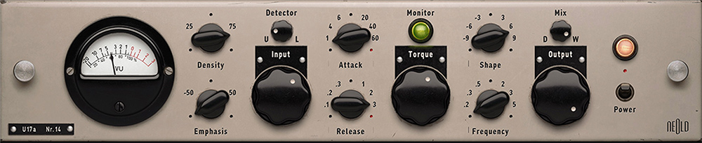 Hybrid vintage compressor with soft-clipper and a Torque control to dial from transparent to aggressive dynamics.