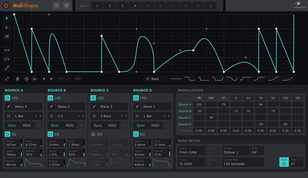 Cableguys MidiShaper plugin interface on sale at Plugin Boutique, 40% off until Dec 01