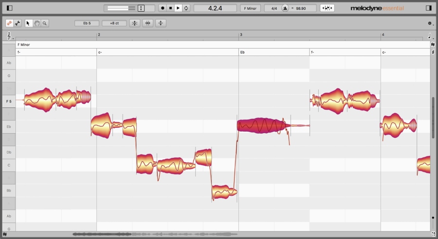Celemony Melodyne 5 Essential plugin interface on sale at Plugin Boutique, 75% off until Jun 30