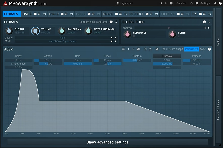 Versatile synth with alias‑free oscillators, modular FX, deep modulation and smart randomisation.