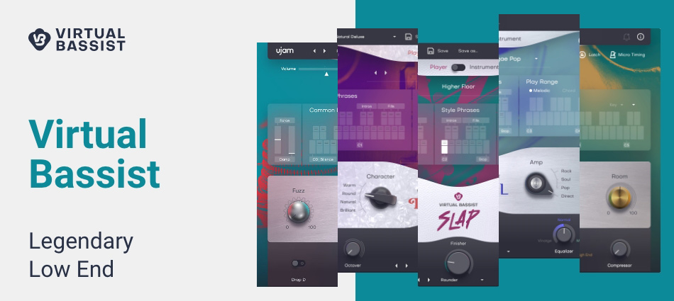 Four sampled bass players with style libraries, AI-driven articulations, and quick sound-shaping for mix-ready bass parts.