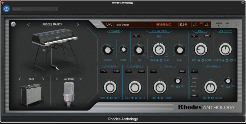 Authentic sampled Rhodes 73 collection with model-specific tone, preamp/effects and realtime timbre control.