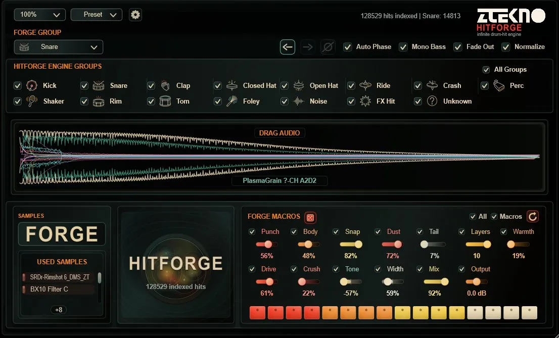 ZTEKNO HITFORGE plugin interface on sale at Plugin Boutique, 50% off until Jul 30