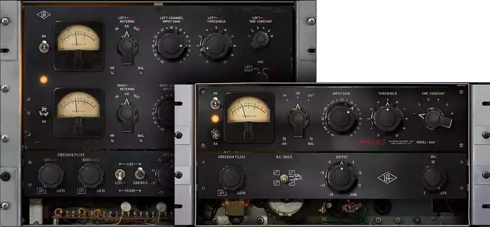 Accurate Fairchild 660/670 tube limiter emulations with Wet/Dry, sidechain filtering, and Headroom controls.