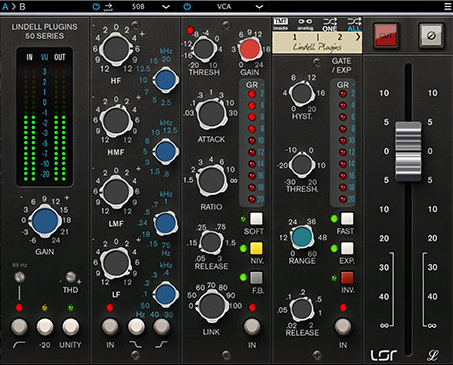 Console-style channel strip with multiple EQs, compressors and Tolerance Modeling Technology for analog-like variance.