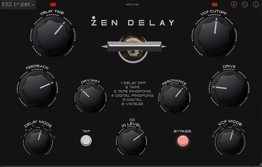 Delay plugin inspired by Zen hardware, with flexible routing, LFO modulation and preset management for live and studio use.