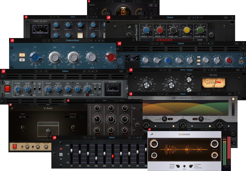 Twelve Antelope Audio processors for drums, guitars, bass, vocals and mix-bus cohesion in band-oriented mixes.