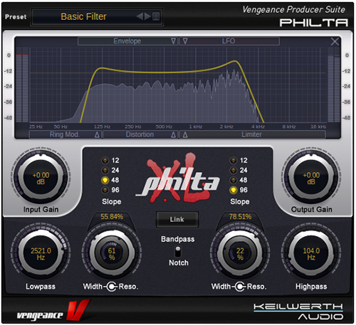 Vengeance Sound Philta XL plugin interface on sale at Plugin Boutique, 33% off until Jul 17