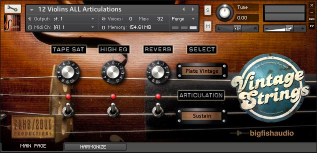 Big Fish Audio Vintage Strings plugin interface on sale at Plugin Boutique, 49% off until Aug 17