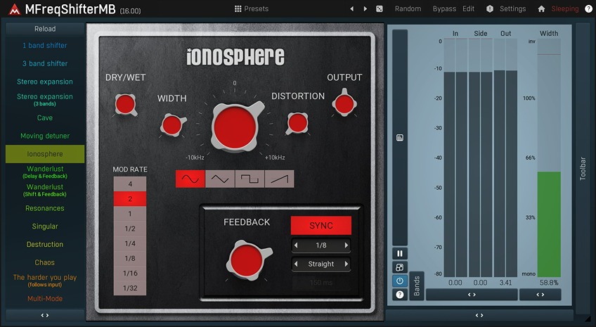 MeldaProduction MFreqShifterMB plugin interface on sale at Plugin Boutique, 83% off until Jun 21