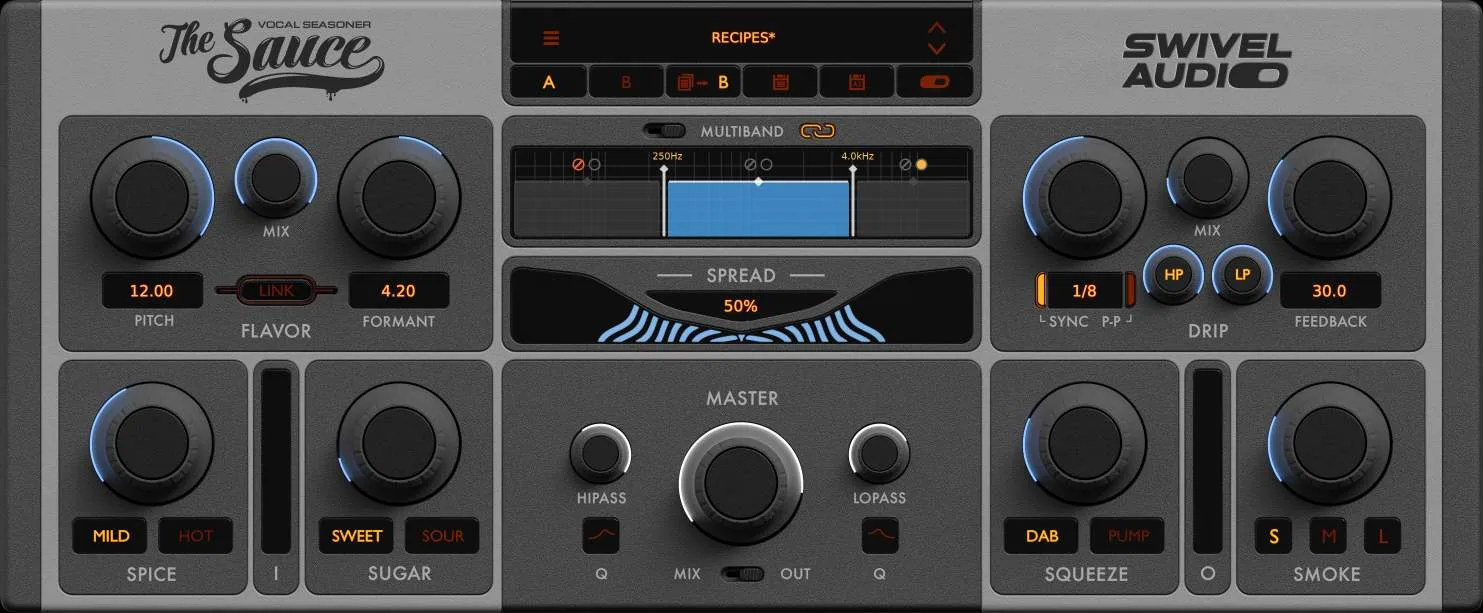 A single-screen creative multi-effect for pitch/formant shifting, saturation, modulation, multiband processing and send-ready reverb.