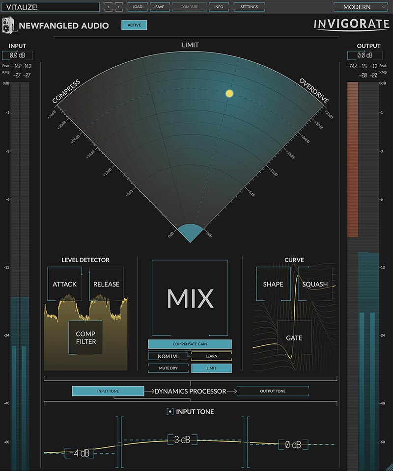 Morph compression, limiting and overdrive to add energy and tonal character to tracks and buses.