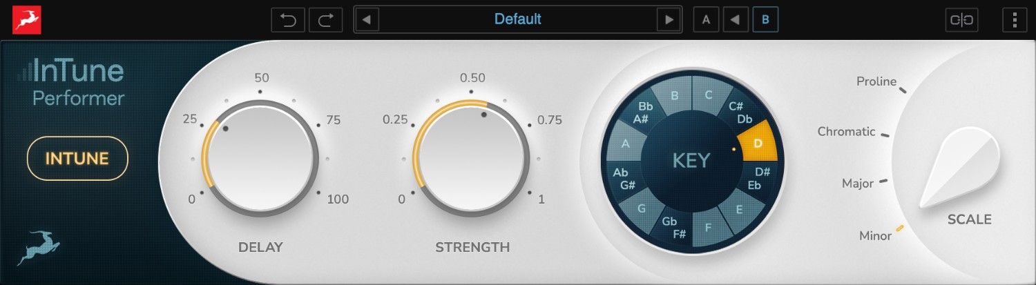 Real-time vocal pitch correction that preserves character with key/scale options, delay smoothing, and adjustable correction strength.
