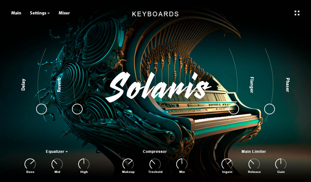 Detailed Bösendorfer Imperial sample library for Kontakt with multi-mic control, layering and built-in effects.