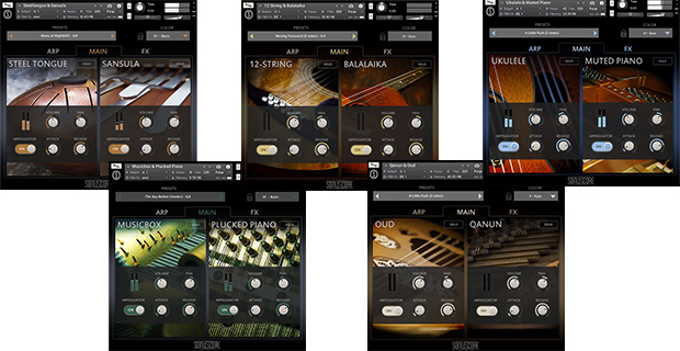 Ten ethnic instruments with paired and solo patches plus a dual arpeggiator and tone-shaping colours.