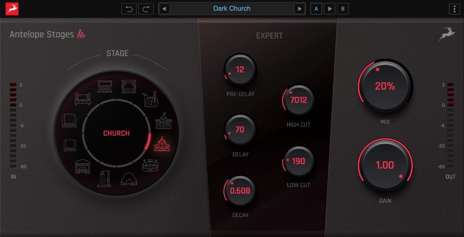 Natural, easy-to-use reverb with 12 preset spaces and simple expert controls.