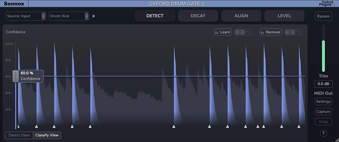 Sonnox Oxford Drum Gate 2 plugin interface on sale at Plugin Boutique, 30% off until Jul 15