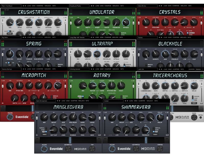 Multiple H9-derived effects with Ribbon morphing, HotSwitch performance controls, and presets for creative modulation and spatial effects.