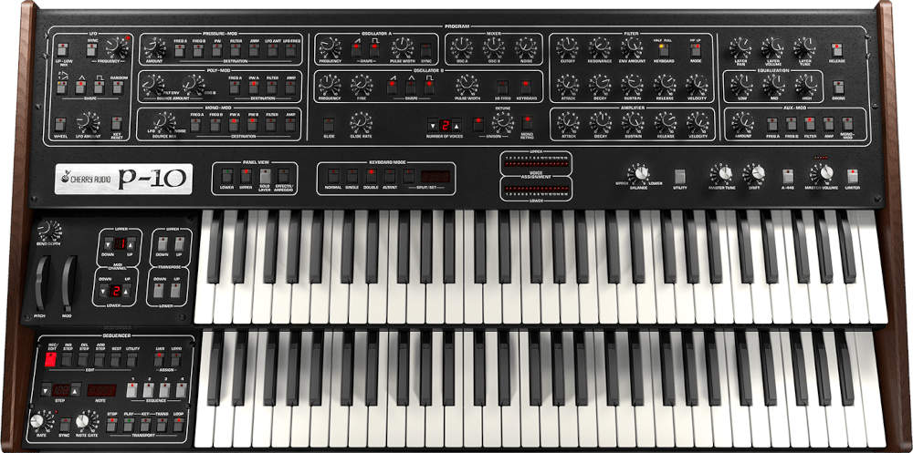 Faithful emulation of the SCI P10 with expanded polyphony, per-layer arpeggiator, sequencer and effects.