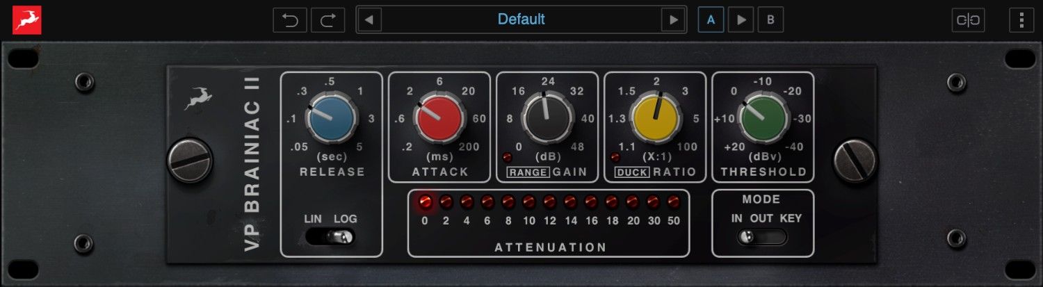 VCA-modeled compressor for fast transient control and heavy but musical gain reduction.