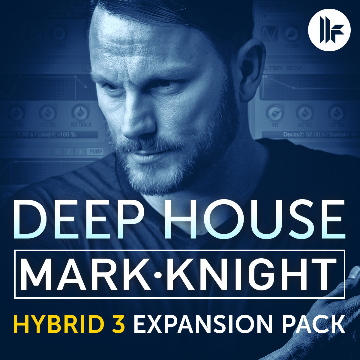 Collection of 64 Mark Knight presets for Hybrid 3, focused on basses, pads, arpeggios and transitions for house production.