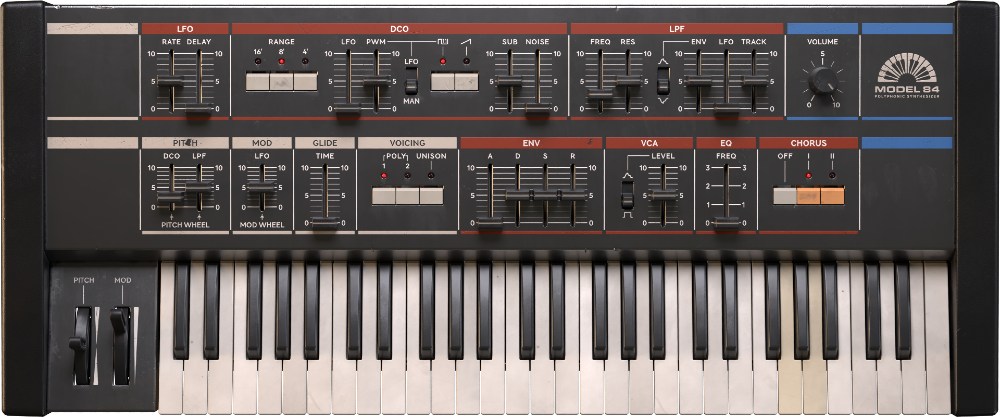 Accurate emulation of a six-voice 1984 poly synth, plus Amp Room chorus and Modular modules.