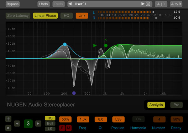 Move selected frequency bands across the stereo panorama while preserving overall balance and mono compatibility.