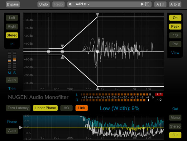 NUGEN Audio Monofilter plugin interface on sale at Plugin Boutique, 33% off until Aug 17