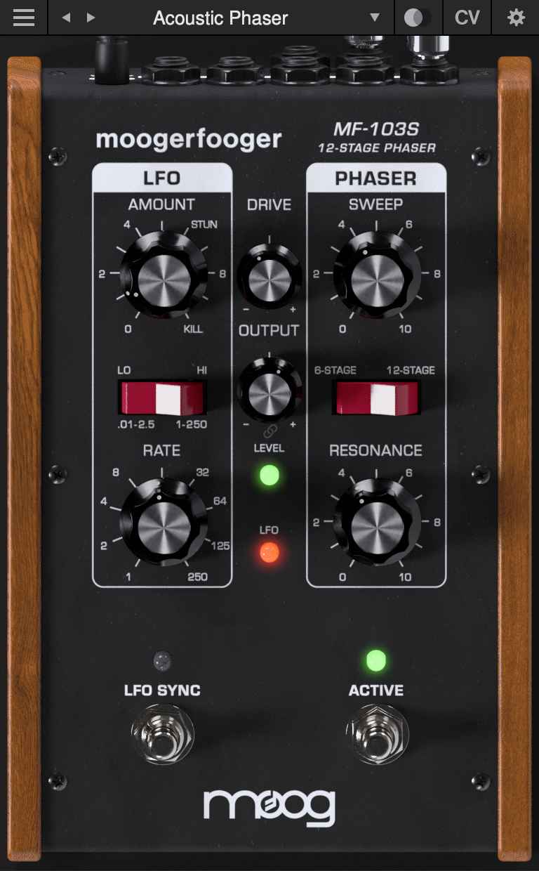 Moog Moogerfooger MF-103S 12 Stage Phaser plugin interface on sale at Plugin Boutique, 37% off until May 04
