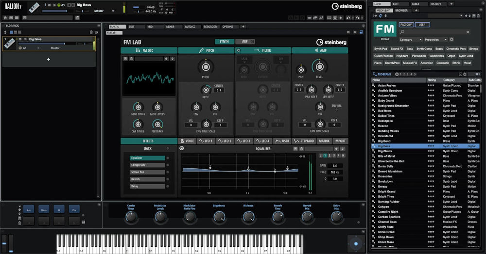 Large 35 GB sound collection with 15 instruments and 3,700 presets for diverse synths, keys, strings, brass and world instruments.