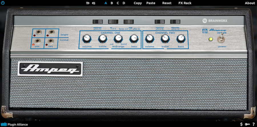Faithful Ampeg SVT‑VR emulation with onboard FX rack and recorded cabinet chains for mix-ready bass tones.