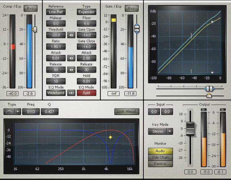 Neutral, multi-mode dynamics processor with compression, expansion, gating and flexible sidechaining.