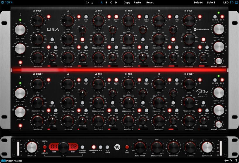 Six-band analog-modeled dynamic EQ with per-band opto dynamics and parallel circuitry for mastering and track work.