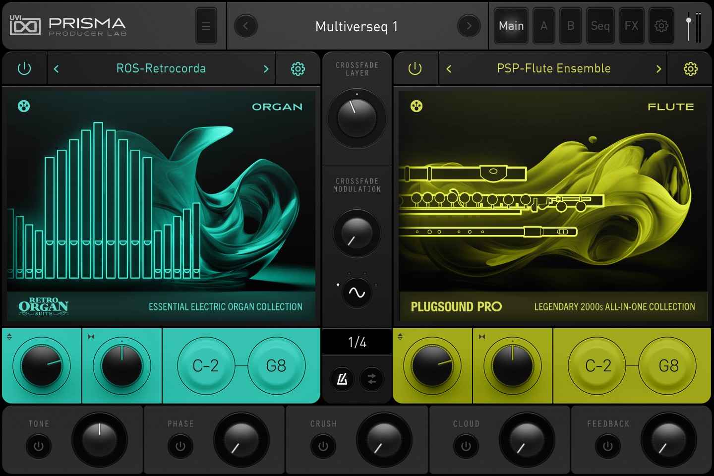 Dual-layer instrument for building hybrid tones from UVI’s curated sample libraries with MPE and performance controls.
