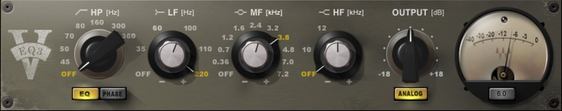 Analog-style EQ modeled on 1066/1073 preamps, focused on musical midrange, bass weight, and high-frequency air.