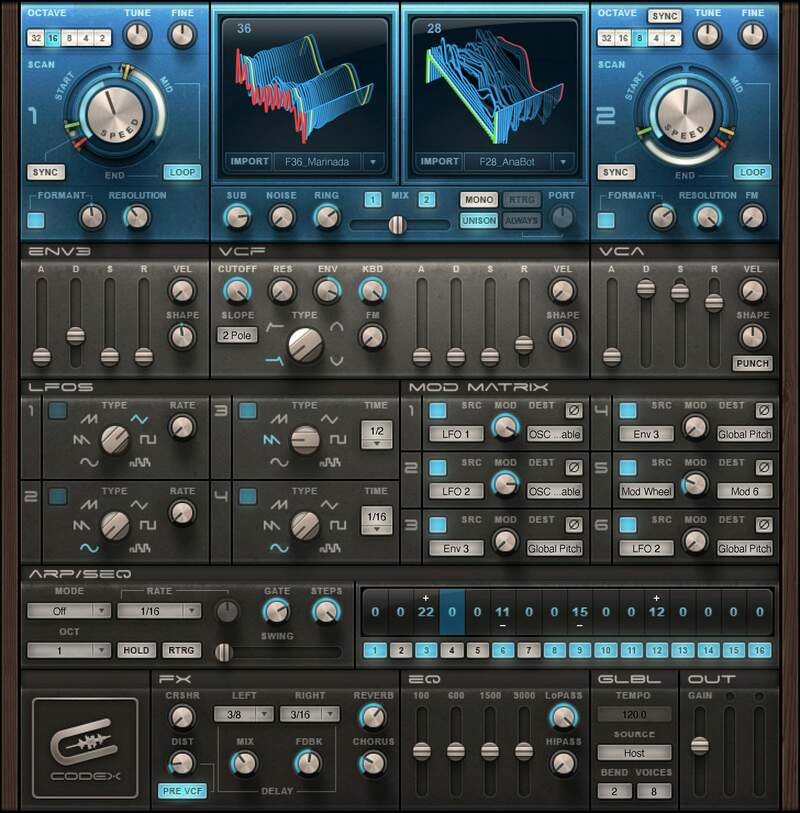 A wavetable/granular synth with deep modulation, onboard effects and 500+ presets for basses, leads and evolving textures.